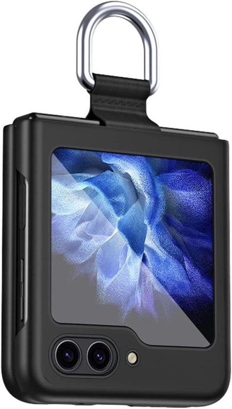 Hoes per smartphone pieghevole Samsung Galaxy Z Flip6 / Z Flip7 FE, nero con pelle in seta e sensazione di pelle, resistente ai shock e anti-urto, silicona premium ultraduratura.