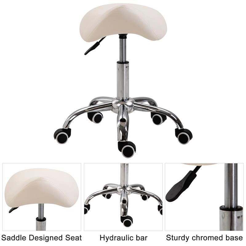 SGABELLO PER ESTETISTA PARRUCCHIERE SALONE SEDUTA SELLA 52X53X49-61 CM CREMA