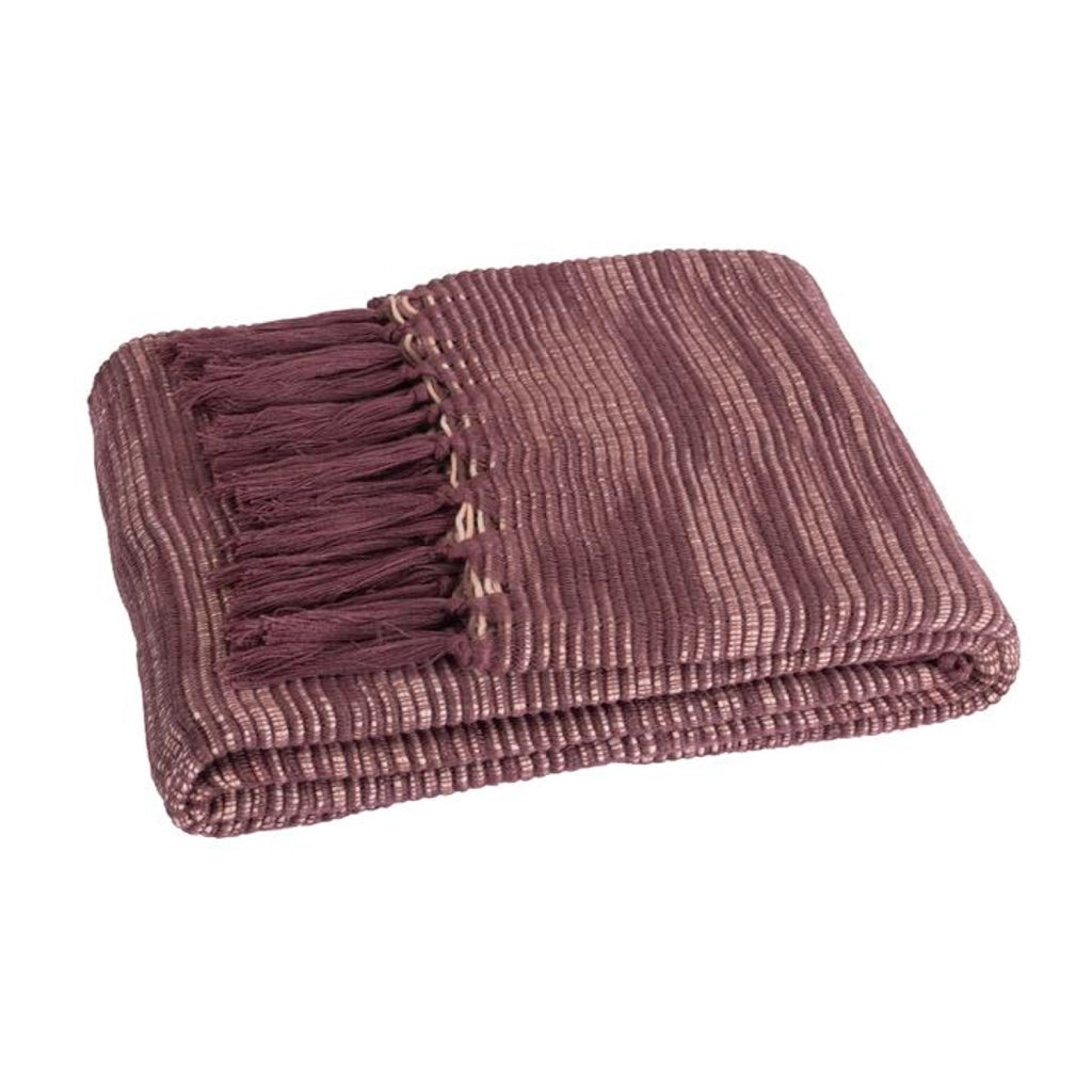 Coperta a quadri prugna con frange 130x170cm ANEVIK
