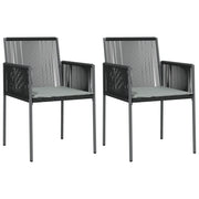 Sedie Giardino con Cuscini 2 pz | Sedie da Esterno Nere 54x60,5x83,5 cm Polyrattan