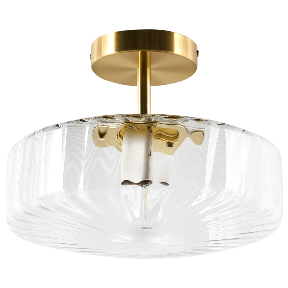 Lampadario Paralume in vetro trasparente Base placcata in ferro dorato Stile moderno e glamour Soggiorno
