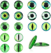 Occhiali in Vetro 20mm Verde - 20 Pezzi - Occhiali di Sicurezza - Progetti DIY Artigianali a Mano - Vetro Sostenibile - Disegni Chiari - Occhiali per Burattini
