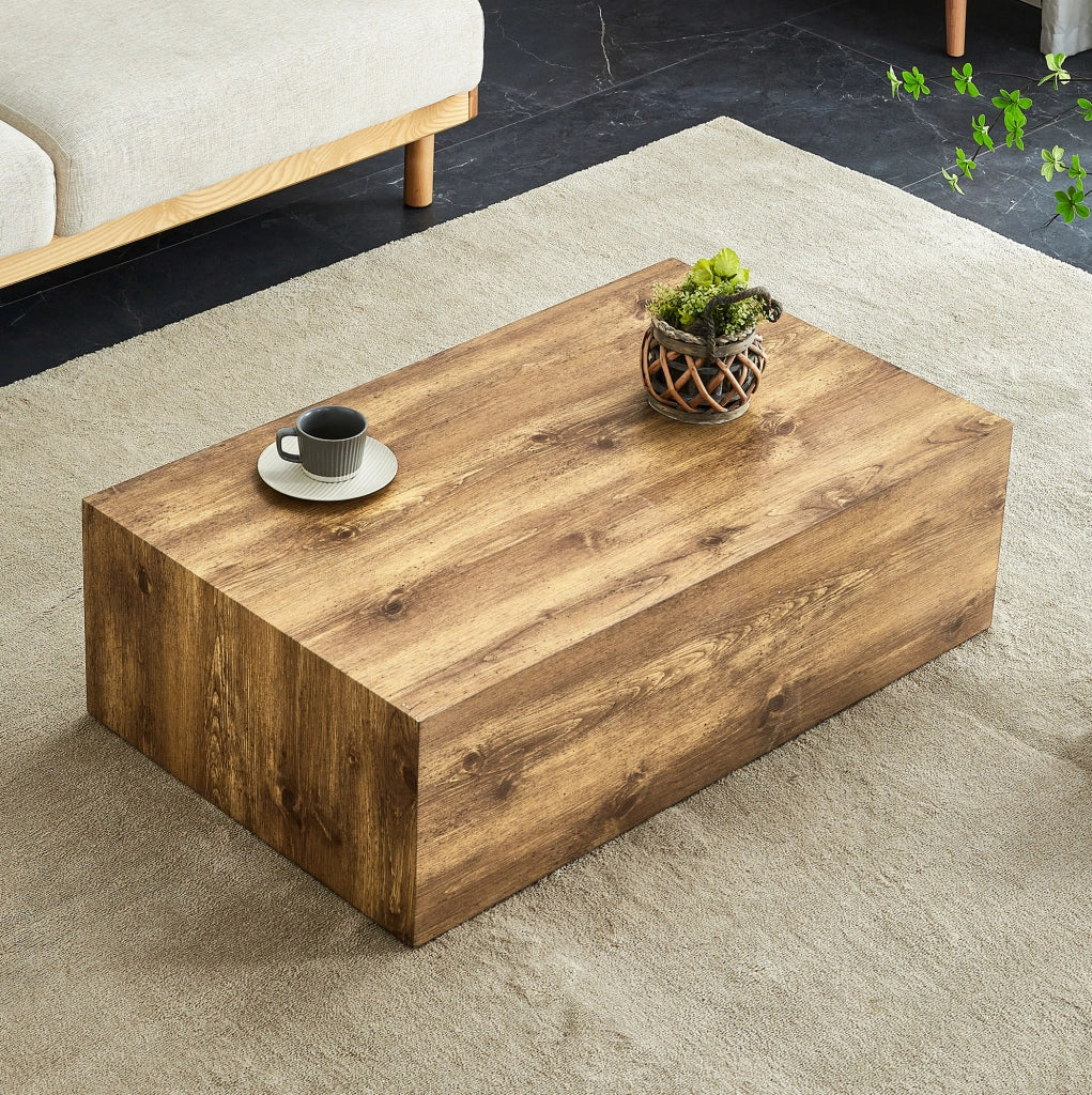 Tavolino da caffè 90x50x30 cm rettangolare senza montaggio in MDF naturale