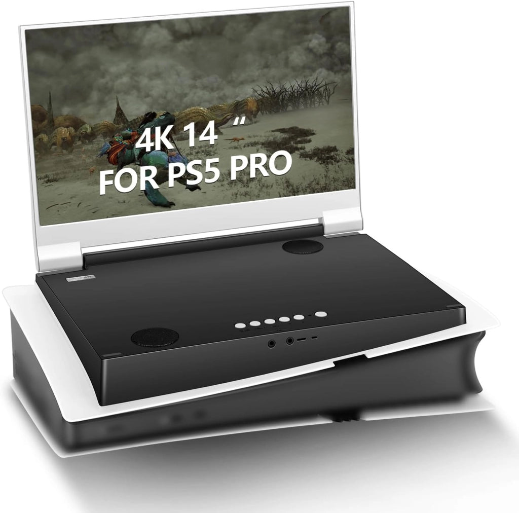 15.6'' Monitor portatile per PS5, schermo portatile UHD 4K IPS per PS5 (non incluso) con due HDMI, HDR, Freesync, modalità di gioco