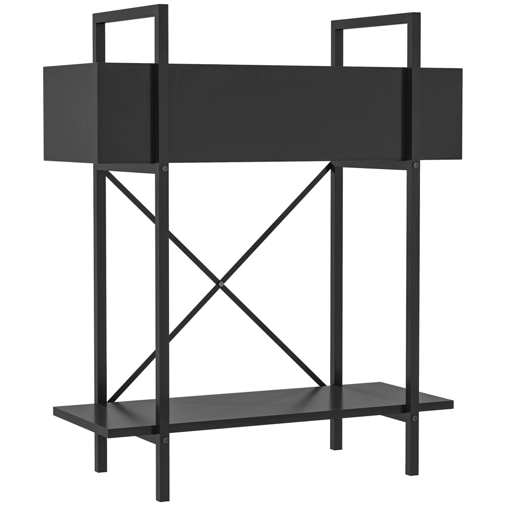 Portafiori a 2 livelli in metallo nero, 60 x 25 x 70 cm, per interno ed esterno