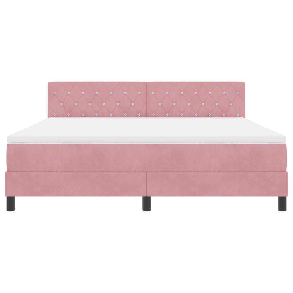 letto a molle  con materasso rosa super king in velluto