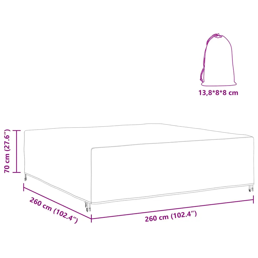vidaXL Copertura per mobili da esterno Nero 260 x 260 x 70 cm 420D
