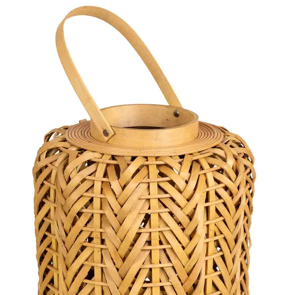 Lanterna in legno marrone con luce a batteria, D28x40h cm