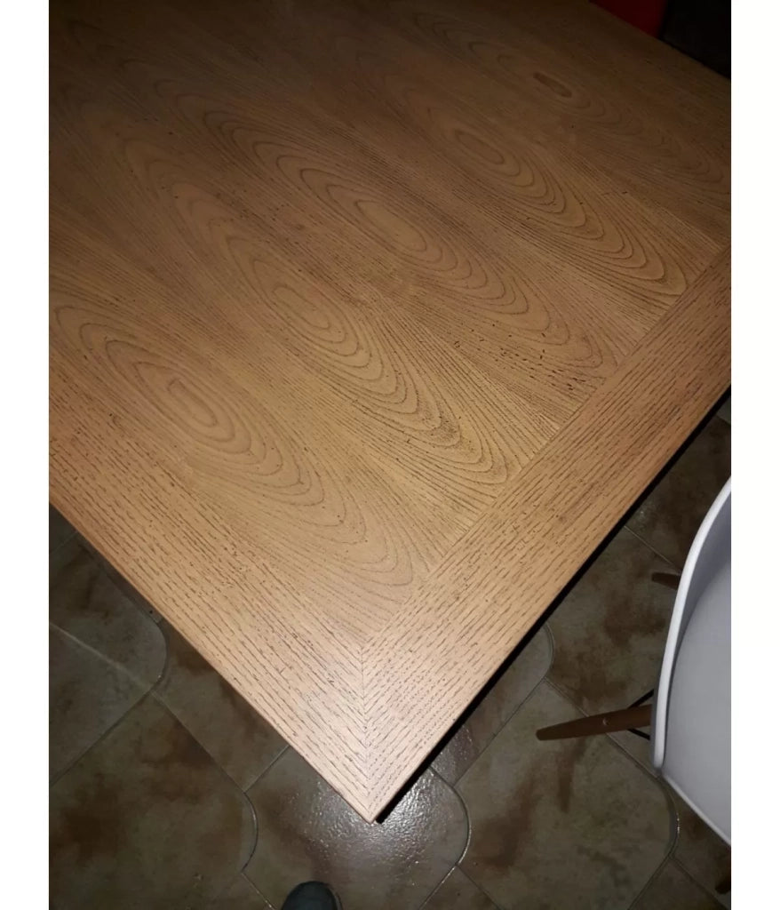 Tavolo da pranzo legno allungabile country chic piano rovere e bianco 90x90 libro (717) - Mobili 2G