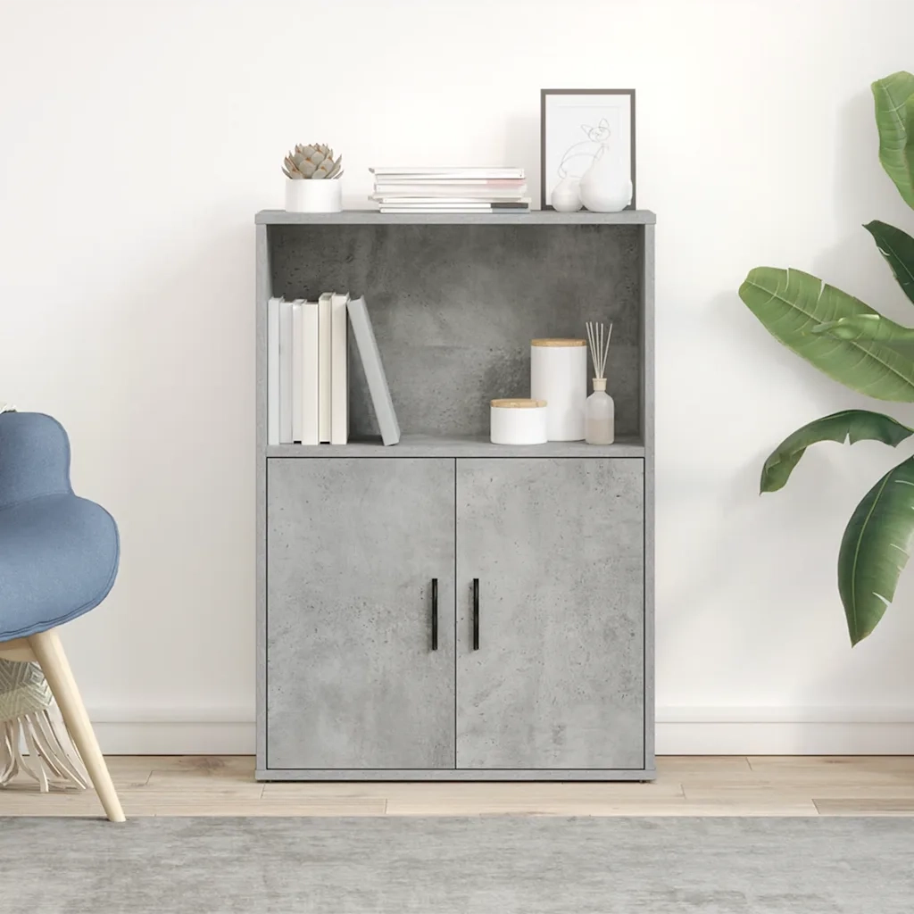 Libreria Grigio Cemento 60x24x85 cm in Legno Multistrato
