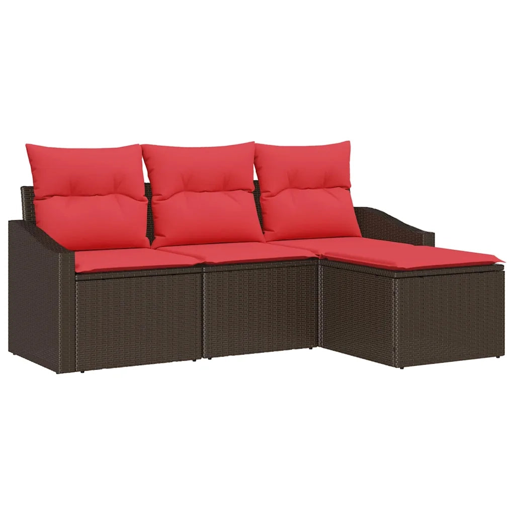 Set di divani 4 pz Marrone polyrattan 3346674