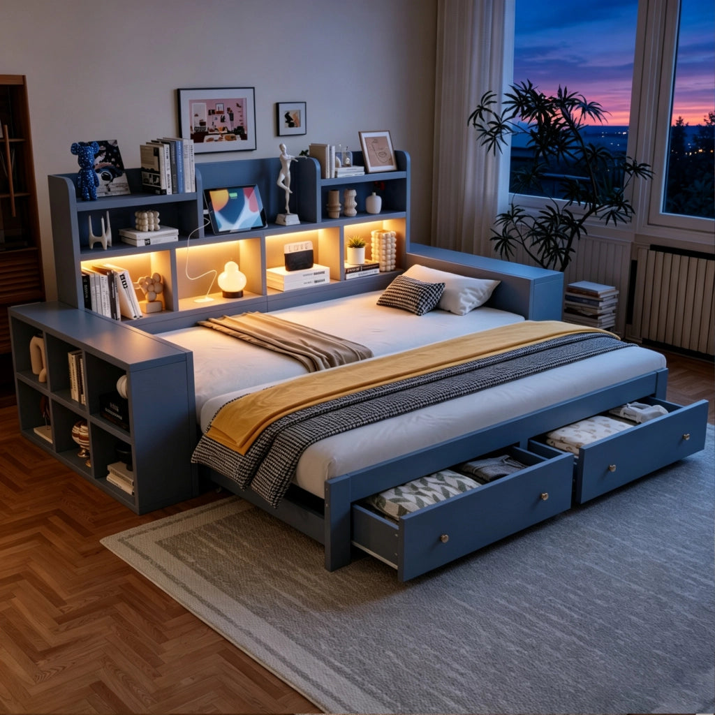 divano letto multifunzione mdf grigio 115 x 230 cm
