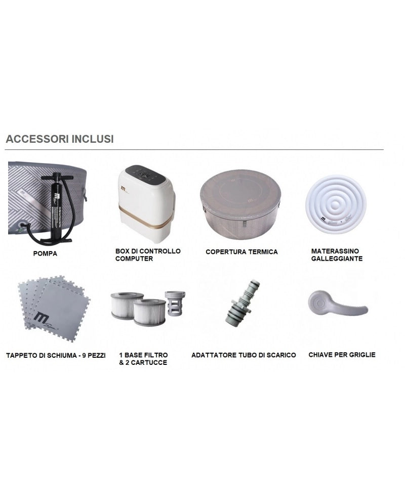 Minipiscina SPA idromassaggio gonfiabile da esterno o interno 193cm accessoriata Mspa Mono Whifi