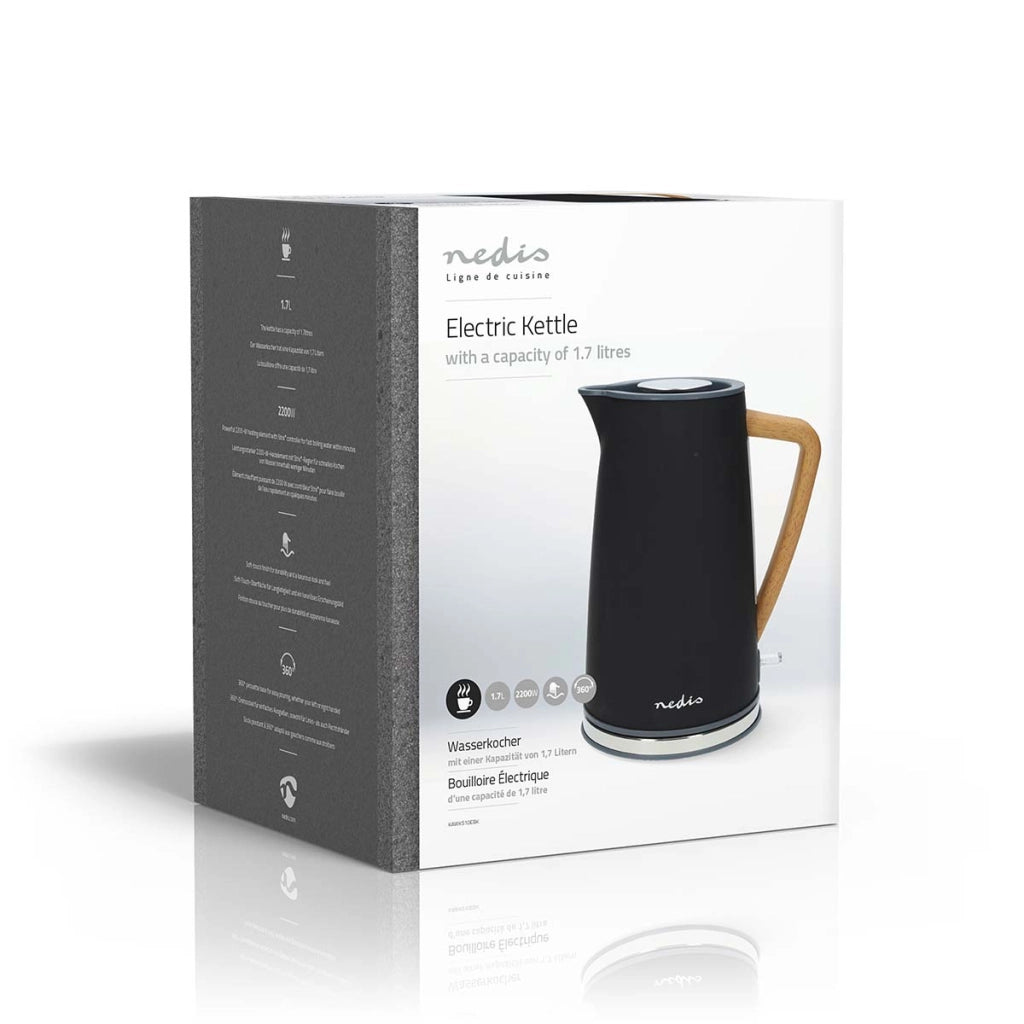 Bollitore elettrico Soft Touch da 1,7 l 2200 W con regolatore Strix Nero Nedis