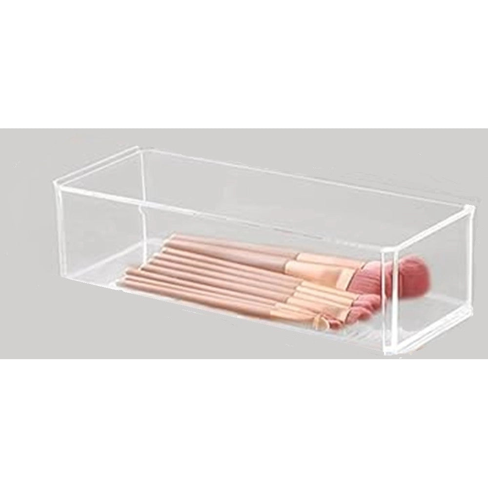 Trade Shop - Contenitore Organizer Per Cosmetici Portatrucchi Trasparente Con Coperchio In Legno 10828 -