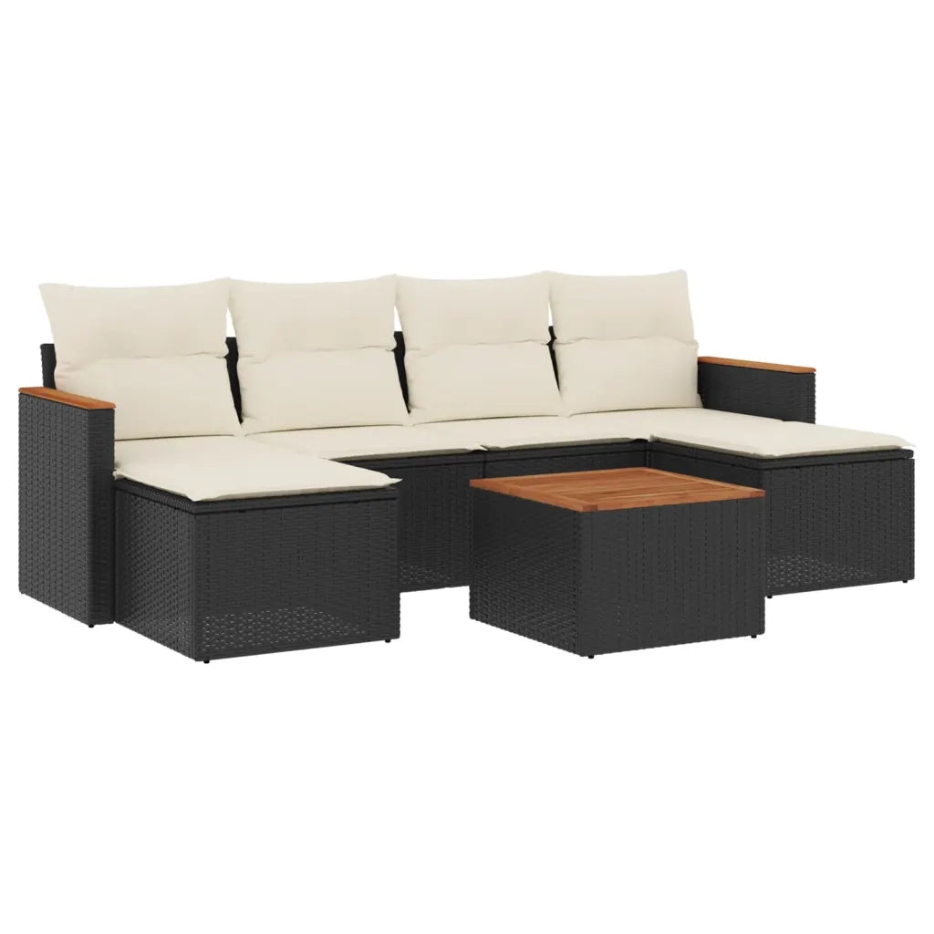 Set Divani da Giardino con Cuscini 7pz Nero Polyrattan 3258626