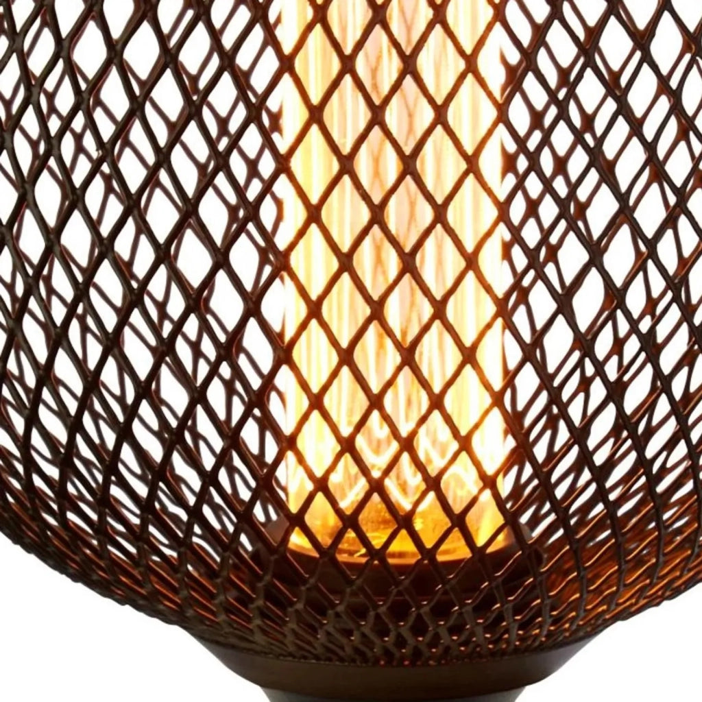 Lampadina Contemporanea Rete Metallica Acciaio Nero Vetro E27 3,5W 1800K