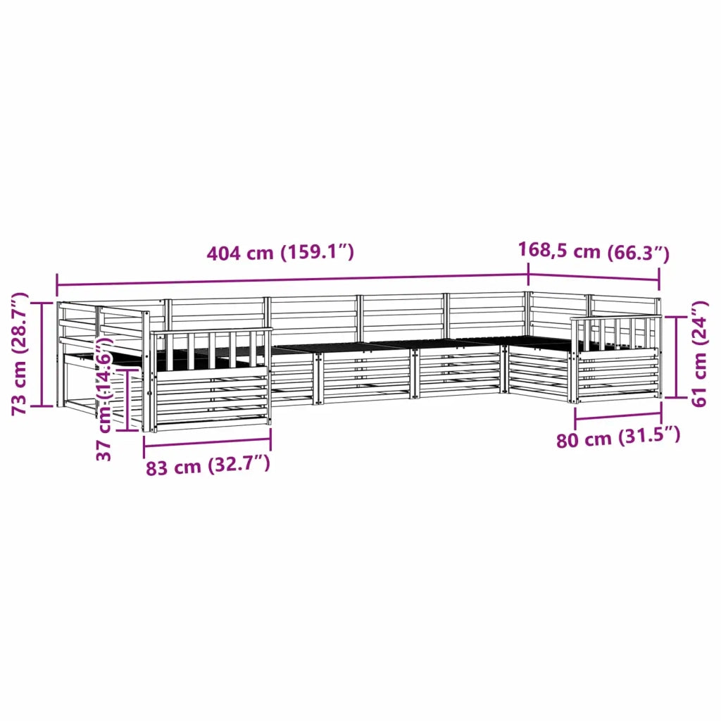 Set divani 7 pcs Naturale Legno di Acacia Massello 3374049