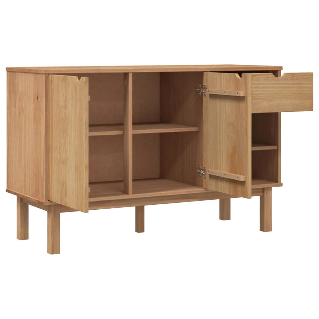 Buffet credenza cassettiera armadio mobile contenitore organizer per cucina soggiorno salotto 114 x 43 x 73,5 cm legno massello di pino marrone 02_0036184