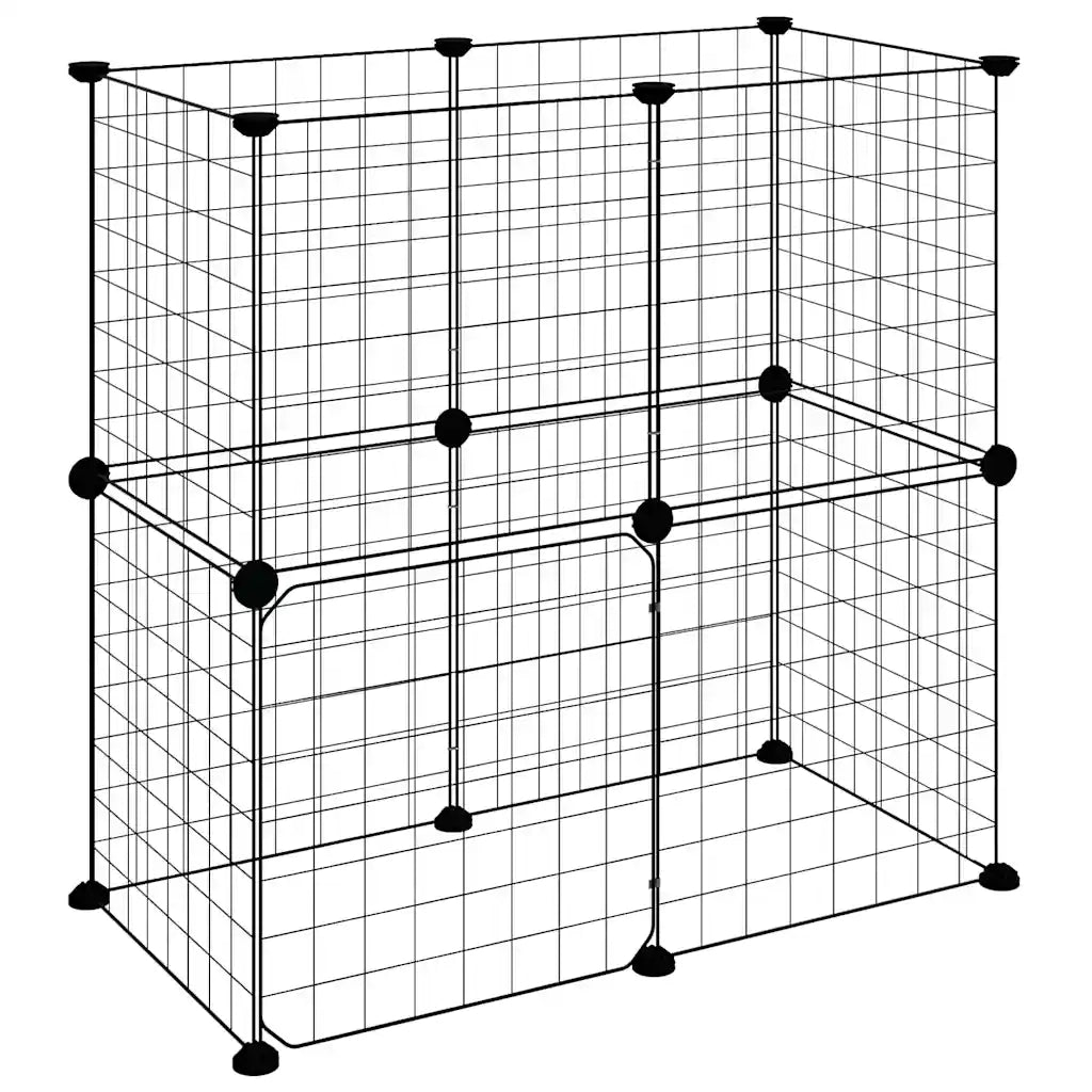 Gabbia per Animali 12 Pannelli con Porta Nero 35x35 cm Acciaio 3114033