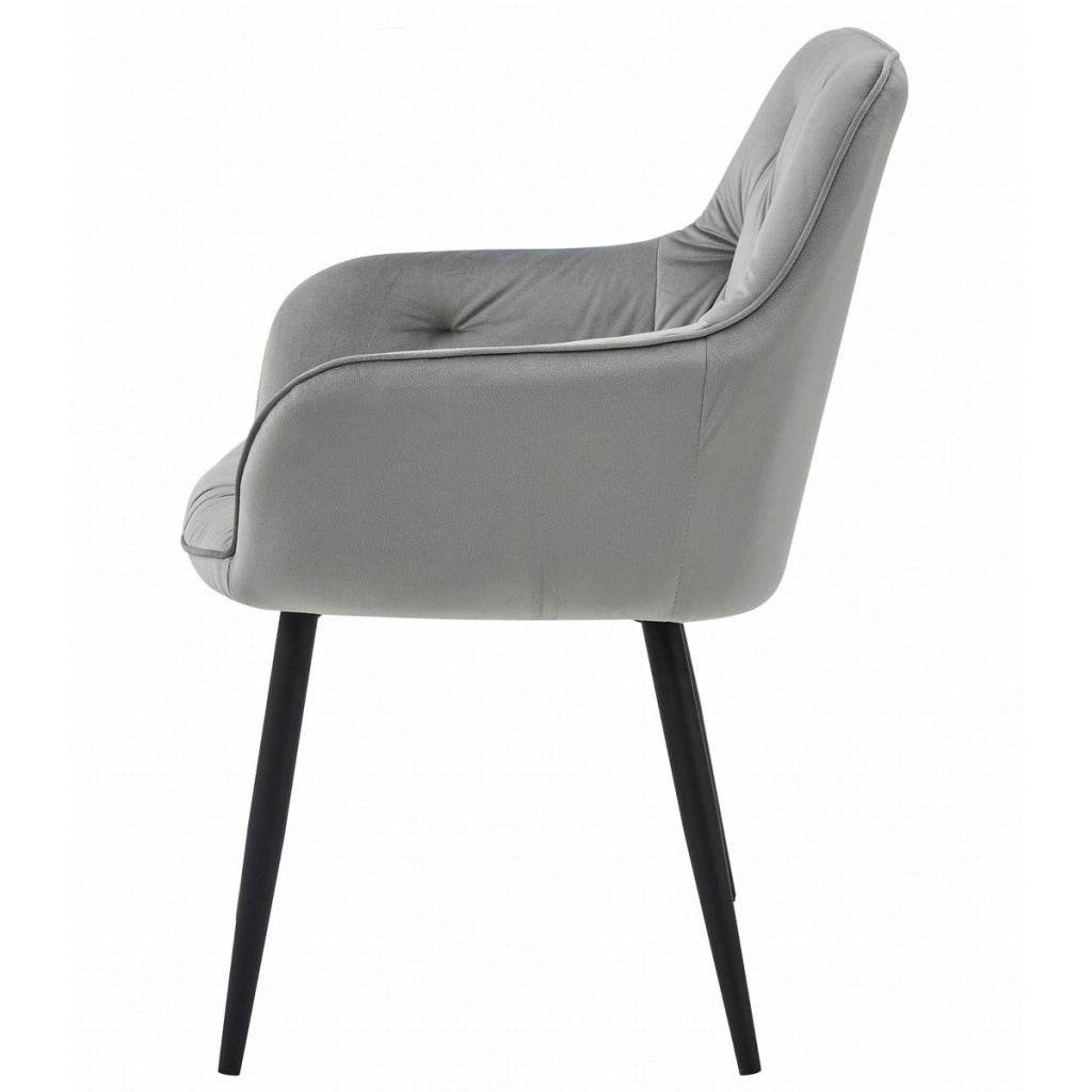 Set di 2 sedie Jork in velluto grigio argento con gambe nere