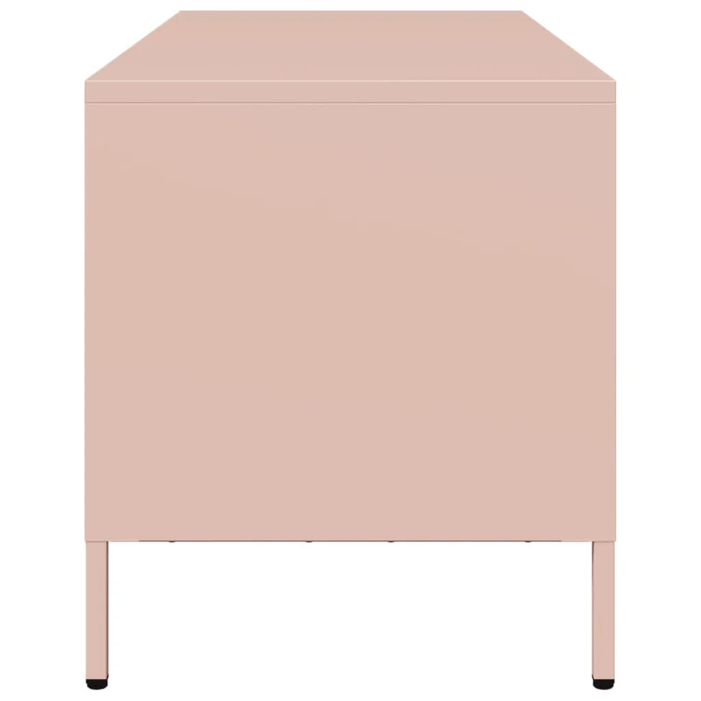 Mobile TV multimediale scaffale TV credenza TV sala da pranzo soggiorno camera da letto rosa 101,5 x 39 x 43,5 cm acciaio laminato a freddo rosa 02_0028287