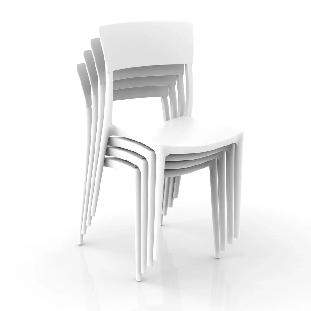 Set 6 sedie in polipropilene 100 %Made in Italy ZEN, impilabile, resistente ai raggi UV, design moderno, ideale per sala da pranzo, cucina, sala d’attesa, bar, ristoranti o da esterno colore Bianco
