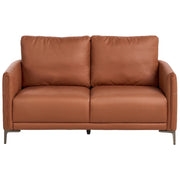 Divano a 2 posti in tessuto marrone dorato con gambe in metallo stile moderno minimalista