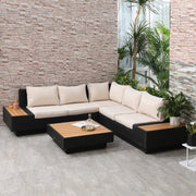 Set da Giardino 4 Posti con Cuscini e Tavolino ¨C MINIMAL ¨C Nero, Polyrattan, per Terrazza e Balcone