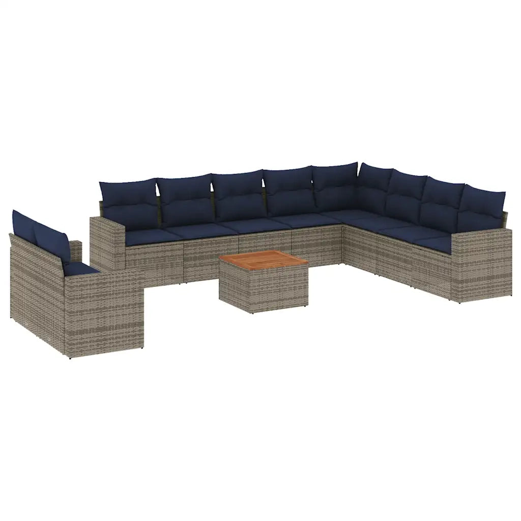Set Divani da Giardino 11 pz con Cuscini in Polyrattan Grigio 3256530
