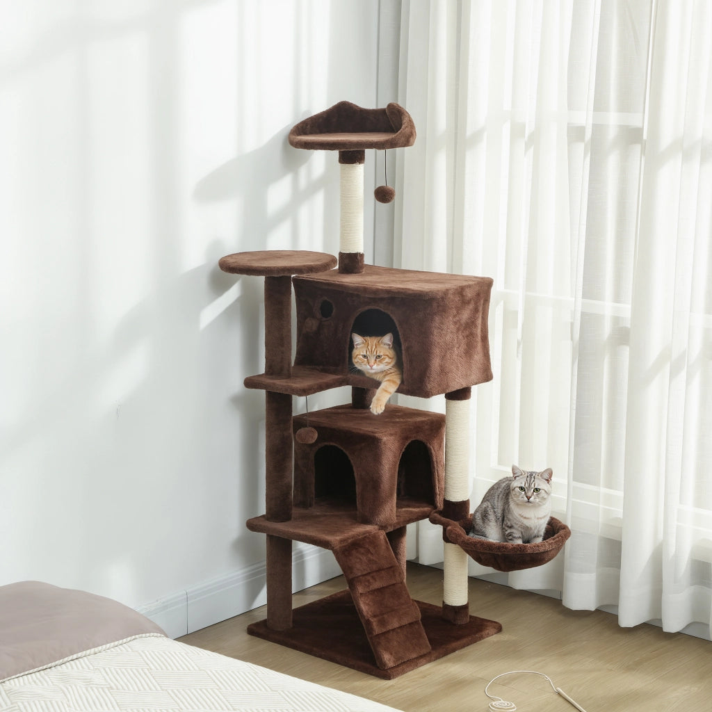 Letto per gatti con tiragraffi e piattaforme ¨C zephmum ¨C marrone 140x50x150 cm