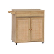 Carrello da cucina decorato in legno con 1 cassetto, 80cm, marrone