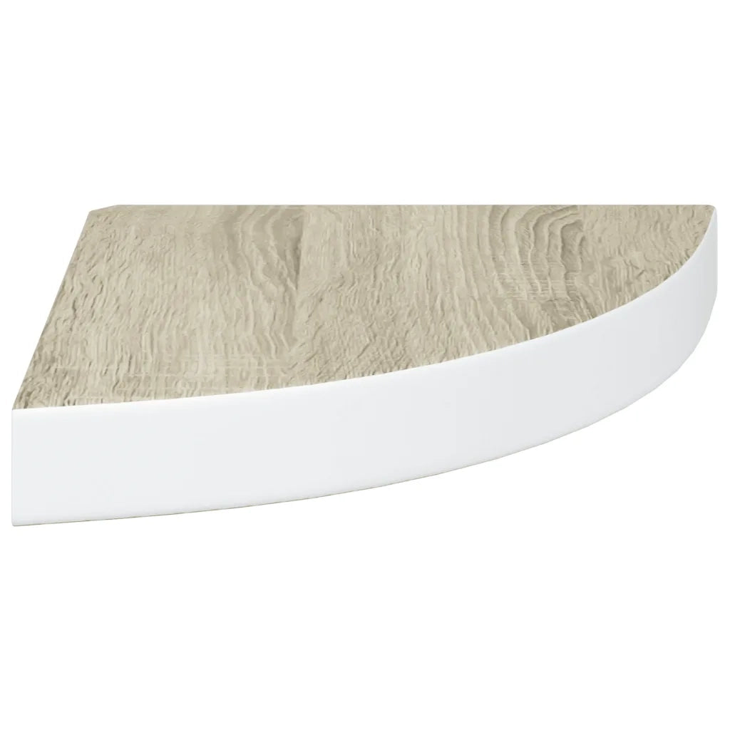 Mensole Angolari 2pz Rovere e Bianco 25x25x3,8 cm in MDF 326631