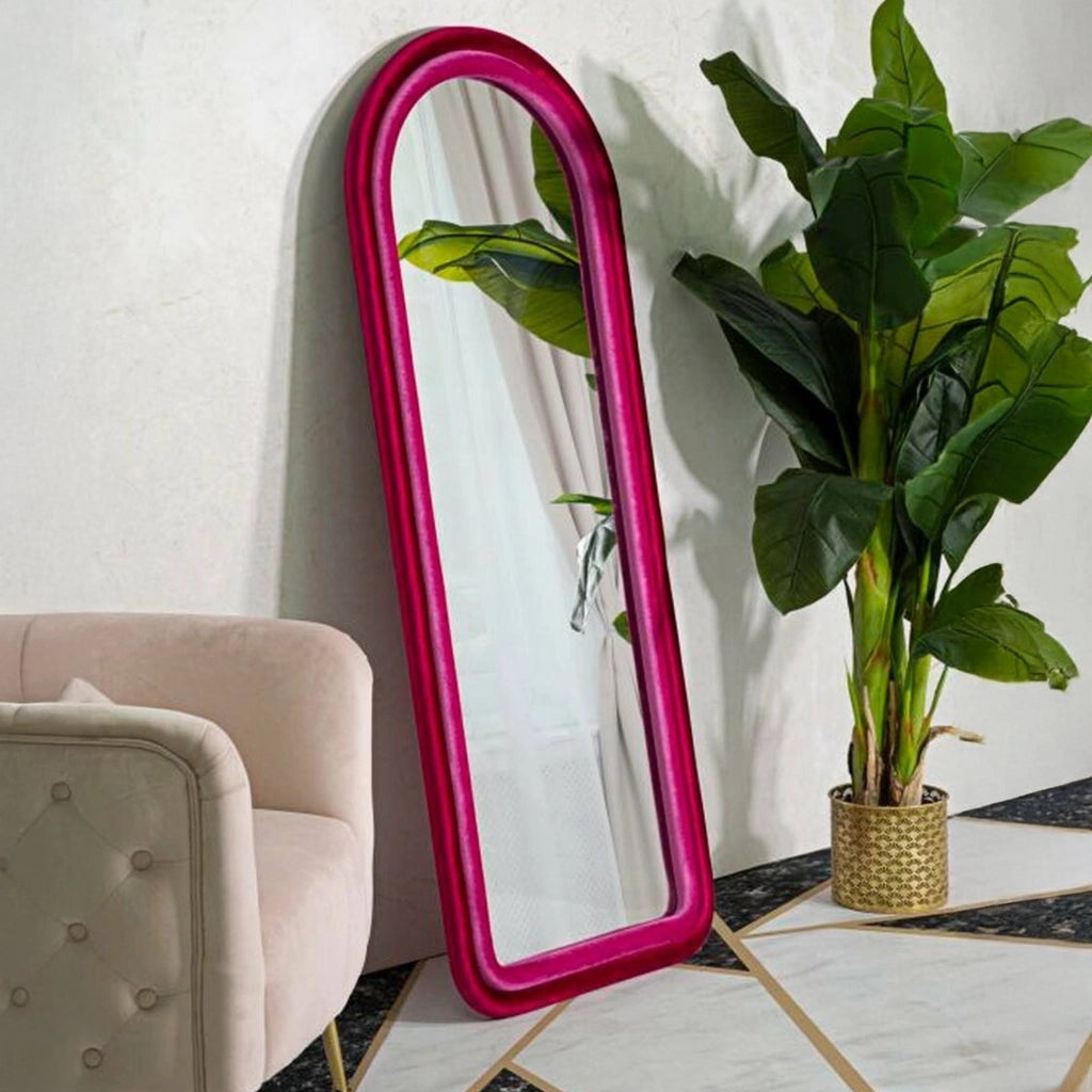 Specchio Segal, Specchiera, Articolo d'arredo a muro, Decorazione con specchio, 60x4 h160 cm, Fucsia