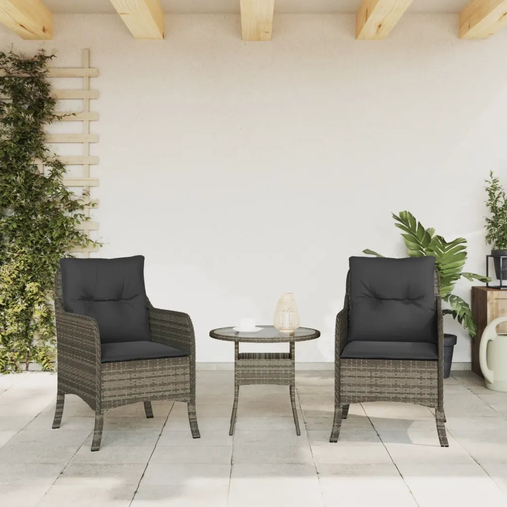 Sedie da Giardino con Cuscini 2 pz | Sedie da Esterno Grigie in Polyrattan