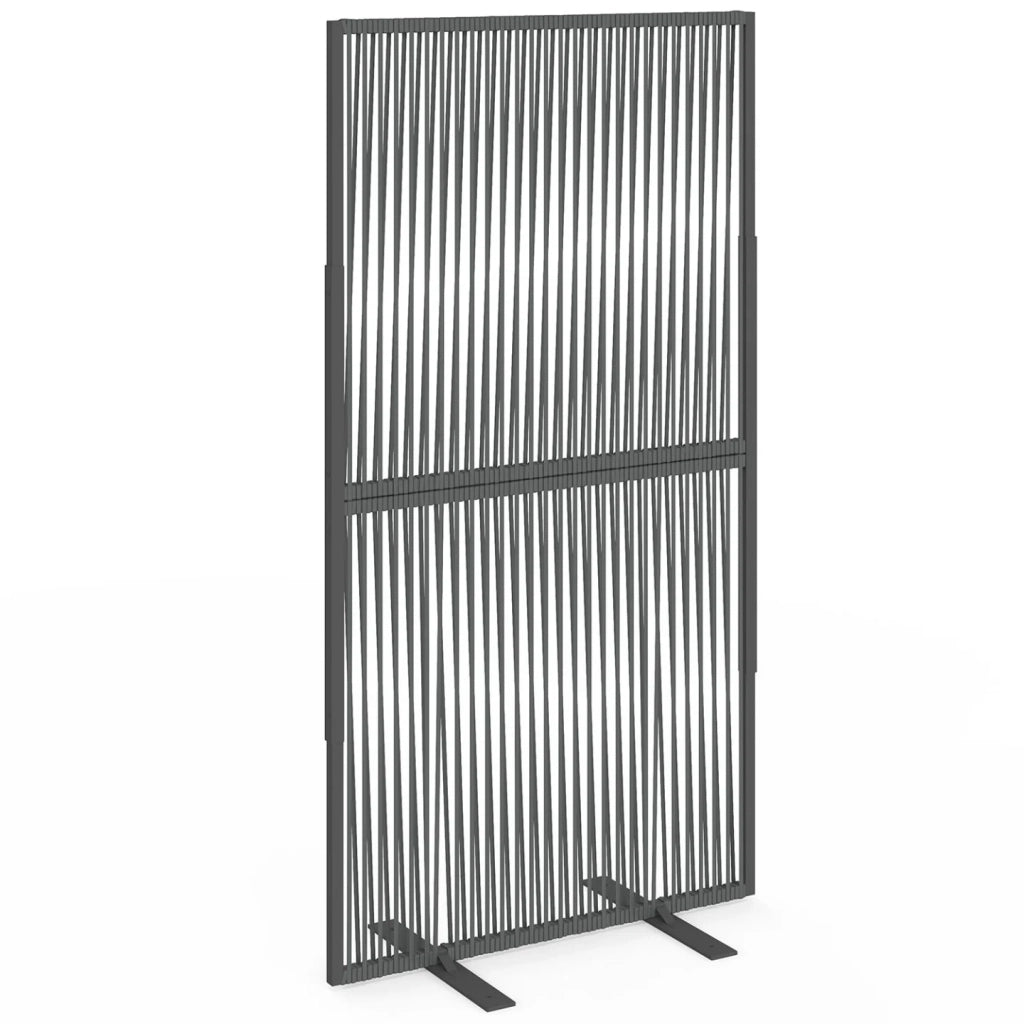 IDMarket - Paravento decorativo 80 x 150 cm RIO Cordame effetto rattan e metallo grigio antracite