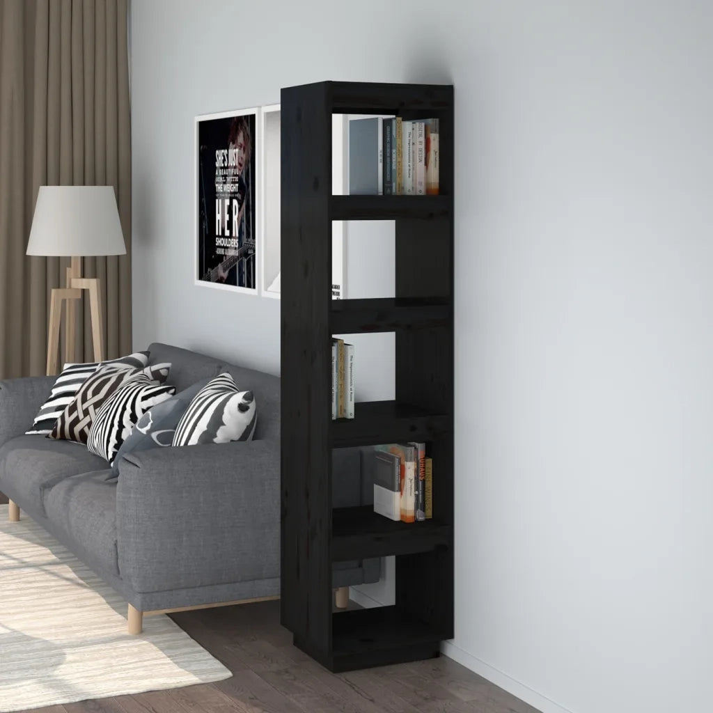 Libreria/Divisorio Nero 40x35x167 cm in Legno Massello di Pino cod mxl 18901