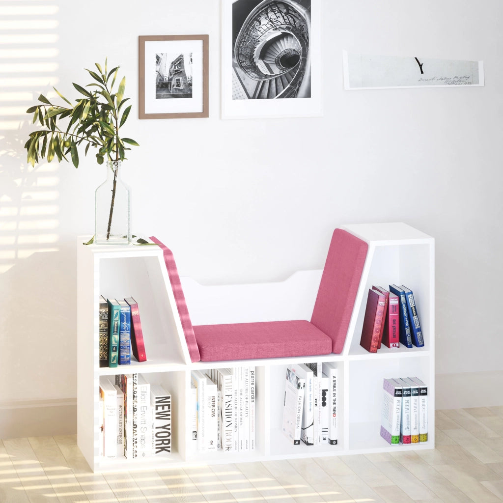 Libreria con seduta 6 cubi scaffale libri ¨C zephmum ¨C 102x30x61cm bianco rosa