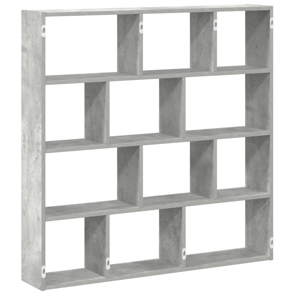 Mensola a Cubo da Muro 12 Scomparti Truciolato Grigio Cemento