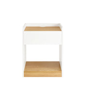 SoBuy Comodino per letto Tavolino stretto Tavolo telefono Bianco e Naturale 45x40x55cm FBT128-WN
