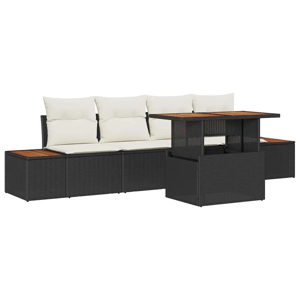 Set Divano da Giardino con archiviazione 5 pcs Nero Poly Rattan 3358756