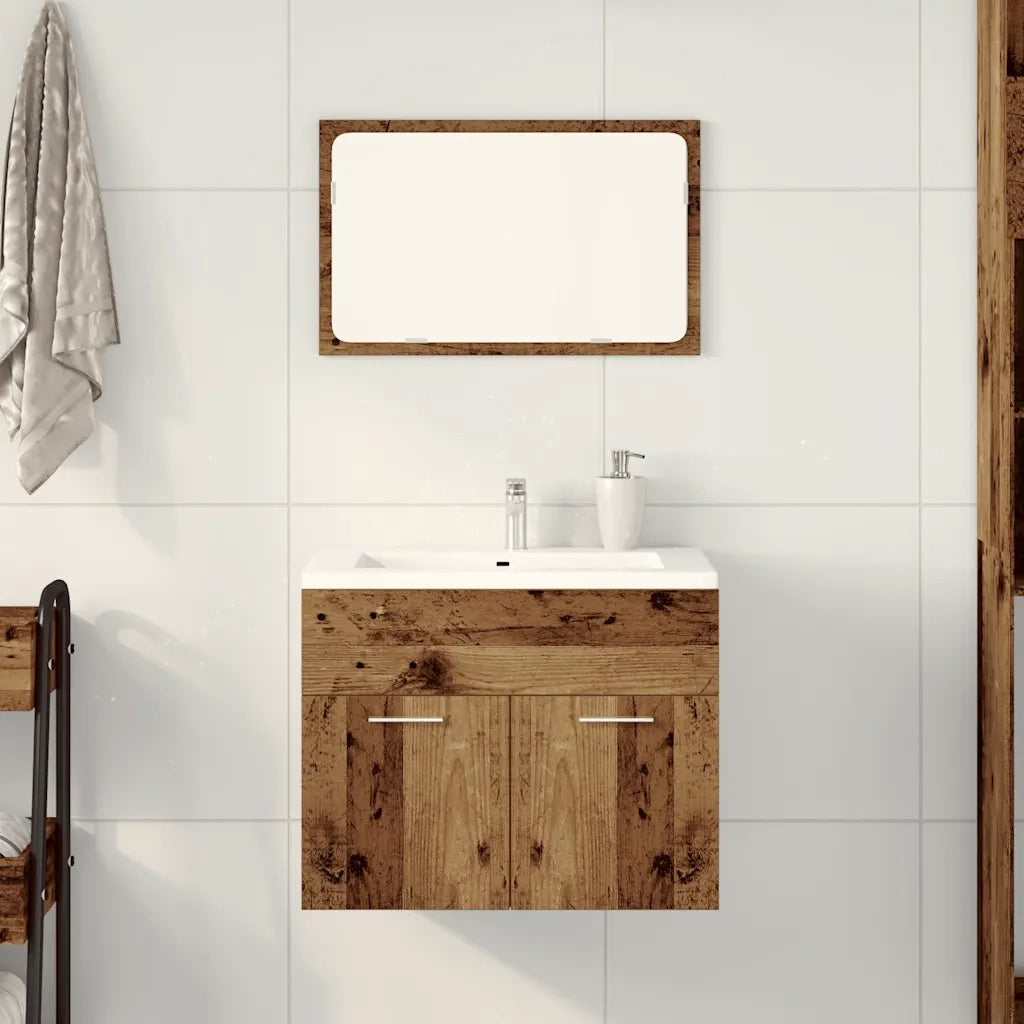vidaXL Set Mobili da Bagno 2 pz Legno Antico in Legno Multistrato