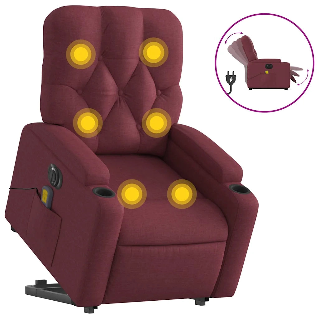 Poltrona Alzapersona Massaggiante Elettrica Rosso Vino Tessutocod mxl 133000