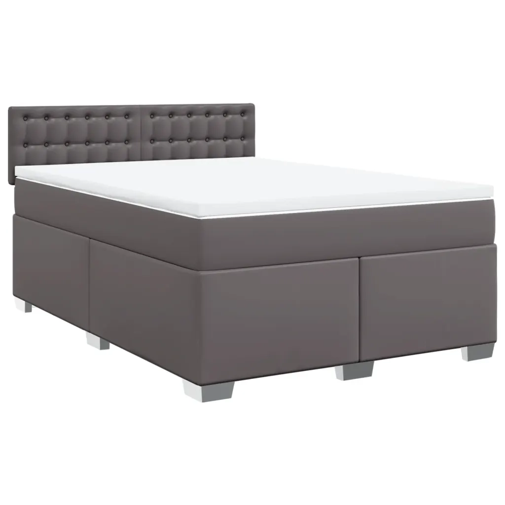 Giroletto a Molle con Materasso Grigio 160x200 cm in Similpelle