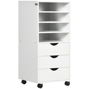 Cassettiera da Ufficio con 4 Ruote 3 Cassetti 4 Ripiani ¨C Minimal ¨C Bianco Legno