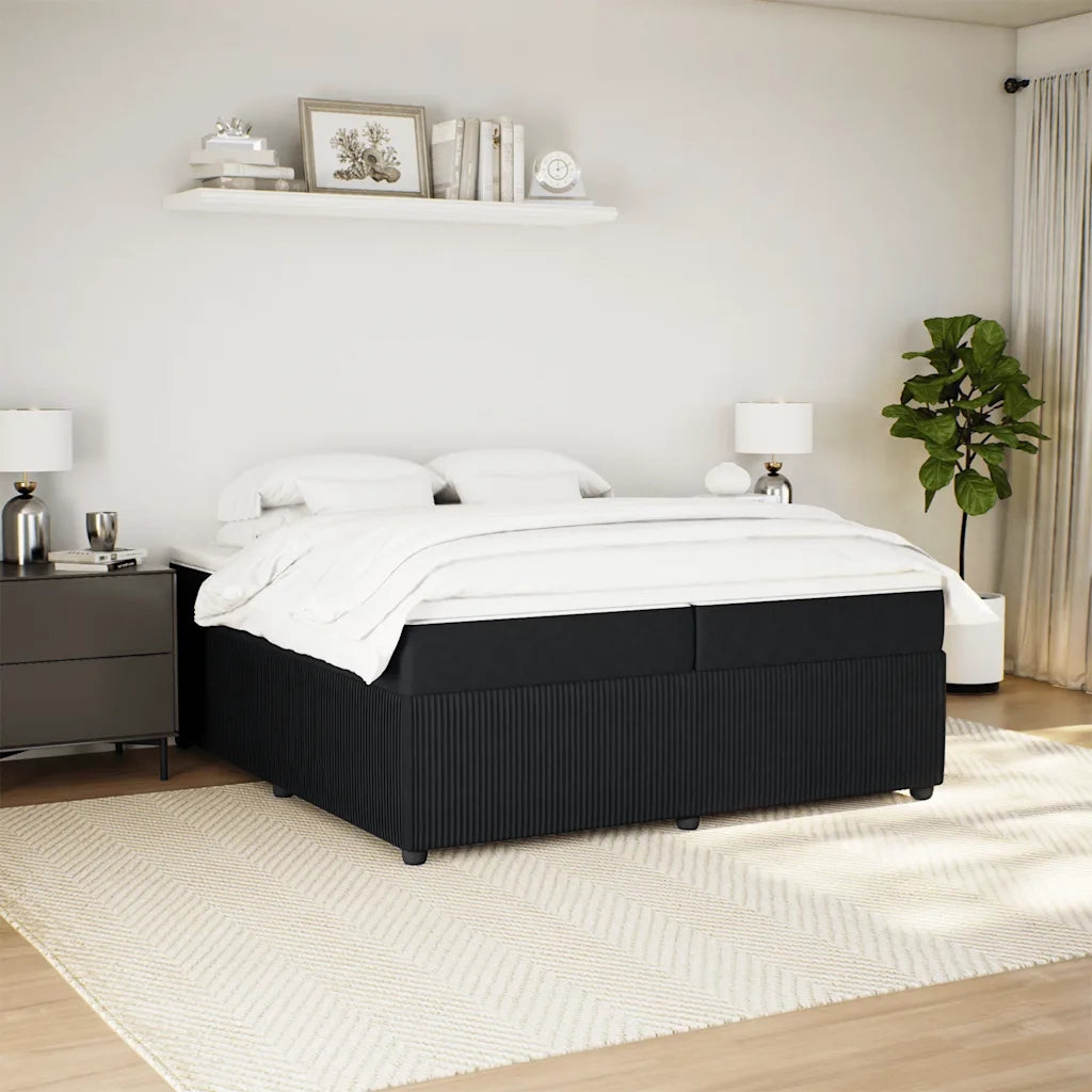 Giroletto a Molle con Materasso Nero 200x200 cm in Velluto
