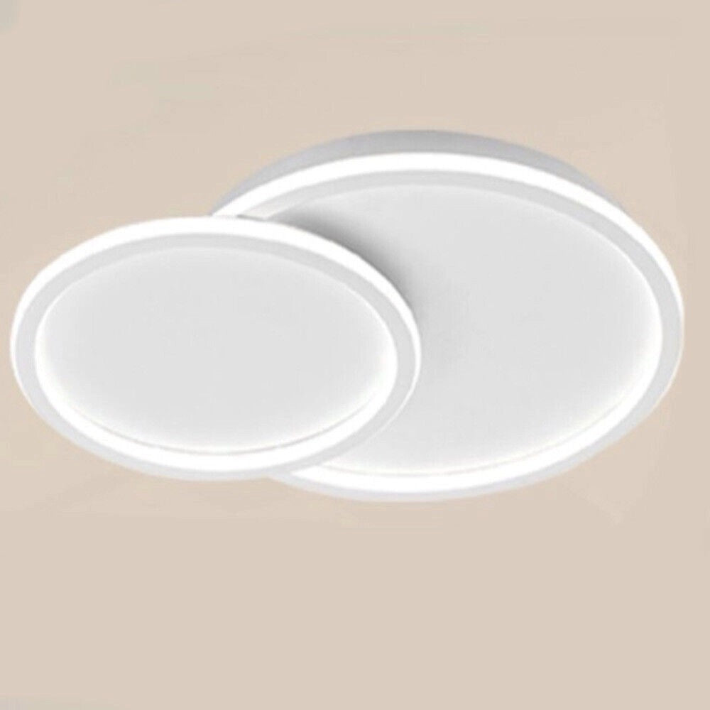 Trade Shop - Plafoniera Led Lampadario Soffitto Design A 2 Cerchi Bianco Moderno 45w Pn-26-3c -