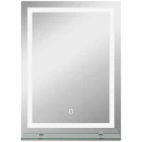 kleankin Specchio per Bagno a Luci LED a 3 Colori Regolabili con Mensola in Vetro, 50x12x70 cm, Argento