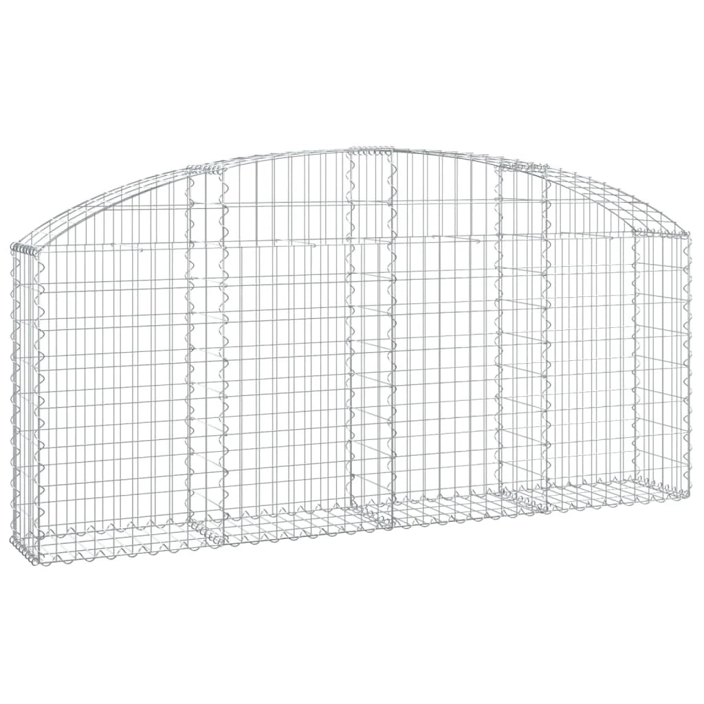 Cesto gabbione recinzione a gabbia muro di contenimento ad arco 200 x 30 x 80/100 cm ferro zincato argento 02_0040018