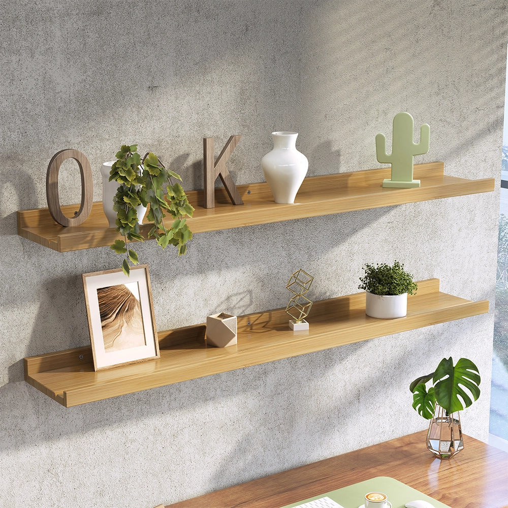 Vicco Scaffale a muro Legno naturale 90 x 4 cm Set di 2
